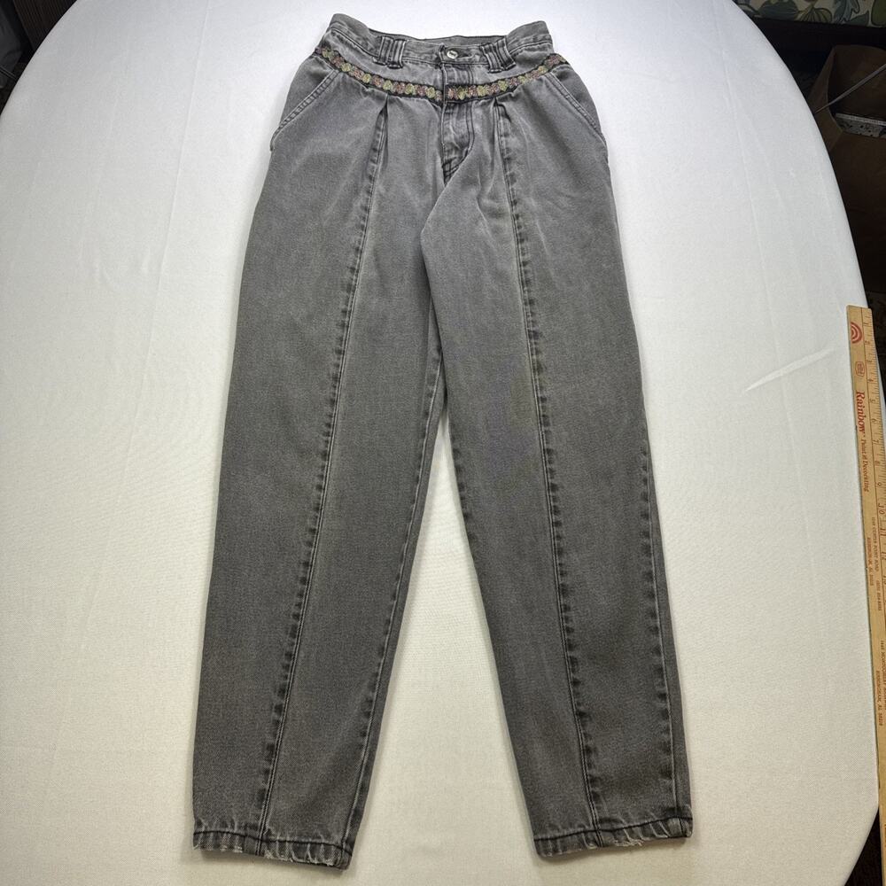 Vintage 80s Gitano High-Rise Pleated Mom Jeans – Gray Acid Wash Size 6 #0247